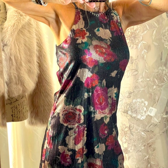 Floral sequin mini dress. ￼ - Picture 1 of 9